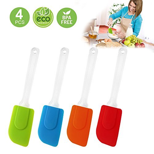 Silicone Spatula Meifox Non-Stick Detachable Set Of Spatula BPA Free Heat Resistant Dishwasher Safe For Kitchen Cooking Essential Cooking Gadget And Bakeware Tool (4-Piece)