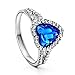 Neoglory Platinum Plated Blue Ocean Heart Crystal Engagement Rings Size 7