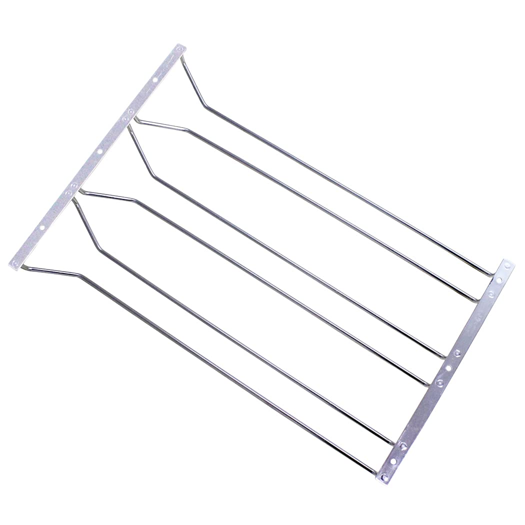 Abcsea 45 cm Stainless Steel Wine Glass Holder Rack, Chrome Wine Glass Holders Hanging under Shelf, 1 Piece (3 Rows)
