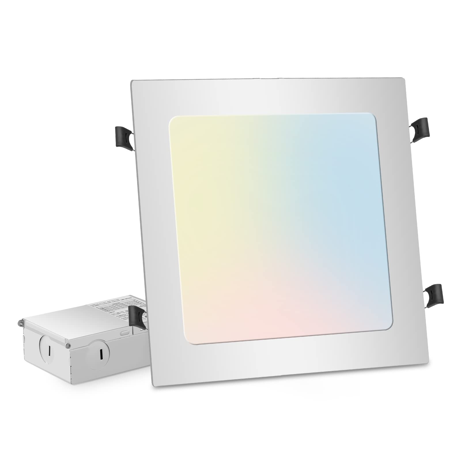 Photo 1 of 11 inch 26W Square LED Recessed Light, 3 Color Temperature Selectable & Dimmable Lamp, 2200 Lumens Ultra Thin Led Canless Downlight Lighting with Junction Box for Living Room Kitchen Bedroom…