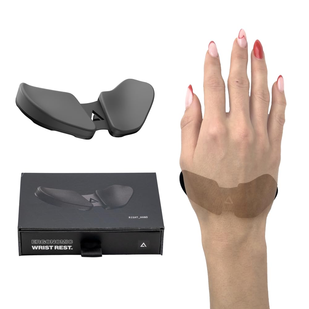 Photo 1 of DELTAHUB Carpio 2.0 - Right-Handed Truly Ergonomic Wrist Rest for Mouse, Carpal Tunnel Support, Pain Relief, Anti-Fatigue, Easy Glide, Sleek, Office Computer, Laptop, Gaming - Small, Grey