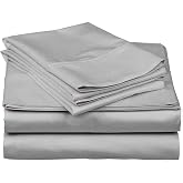 Mattress-Homes Twin XL Size Sheet Set 4 Piece 100% Long Staple Cotton Sheets Soft Breathable College Dorm Bedding 16 Inch Deep Pocket Machine Washable Twin XL Sheets Set Light Grey Solid