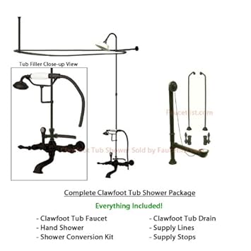 Oil Rubbed Bronze Clawfoot Tub Faucet Shower Kit With Enclosure