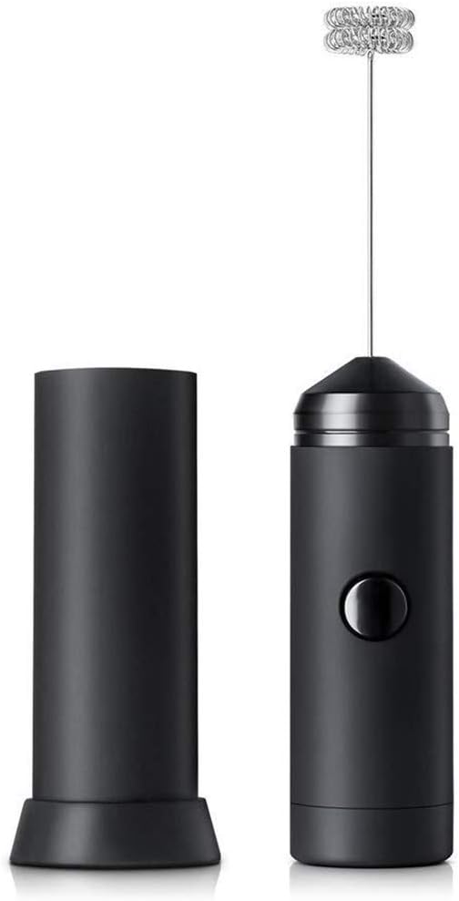 Lerivor Handheld Milk Frother, 304 Stainless Steel Foam Maker for Lattes, Hot Chocolate, Coffee, Cappuccino, Matcha, Portable Battery Operated Drink Mixer for Kitchen Camping Hiking, Battery Not Included (Black)