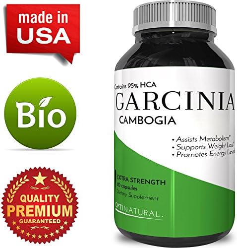 Garcinia Cambogia Weight Loss Supplement with 95% HCA Extract - Natural Fat Burner for Men &amp; Women Pure Energy Booster Best Carb Blocker Appetite Suppressant - USA Made Diet Pills By Opti Natural
