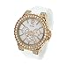 Guess U16529L1 chronograph mop dial stainless steel case white silicone strap women watch NEW