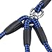 COCOPET [NEW VERSION] Heavy Duty 3 Way Dog Coupler Leash Nylon No Tangle Dog Pet Triple Leash with Sponge Handle - Fit for Small and Medium Dogs Walking Blue