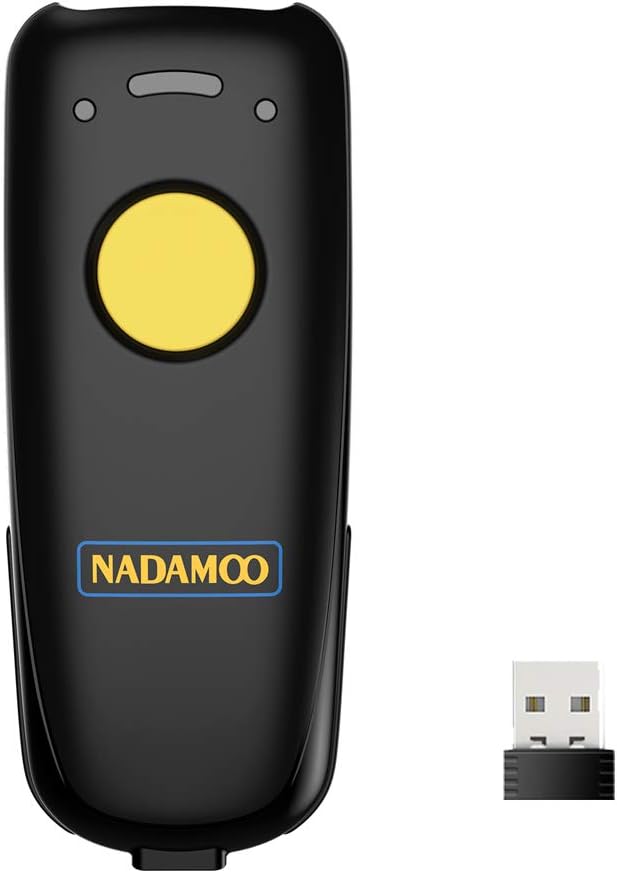 NADAMOO QR Code Scanner Wireless Barcode Scanner Bluetooth Compatible, Small Portable USB 1D 2D Bar Code Scanner for Inventory, 2.4G Cordless Image Reader for Tablet iPhone iPad Android iOS PC POS