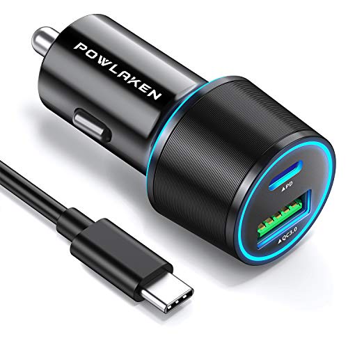 USB C Car Charger, 36W 2-Port Fast Type C PD Car Charger with 18W Power Delivery & Quick Charge 3.0 Compatible with iPhone 11/11 Pro/Pro Max/XS/X/8/7, Galaxy S10/S9, Pixel 3a/3/XL, iPad Pro and More