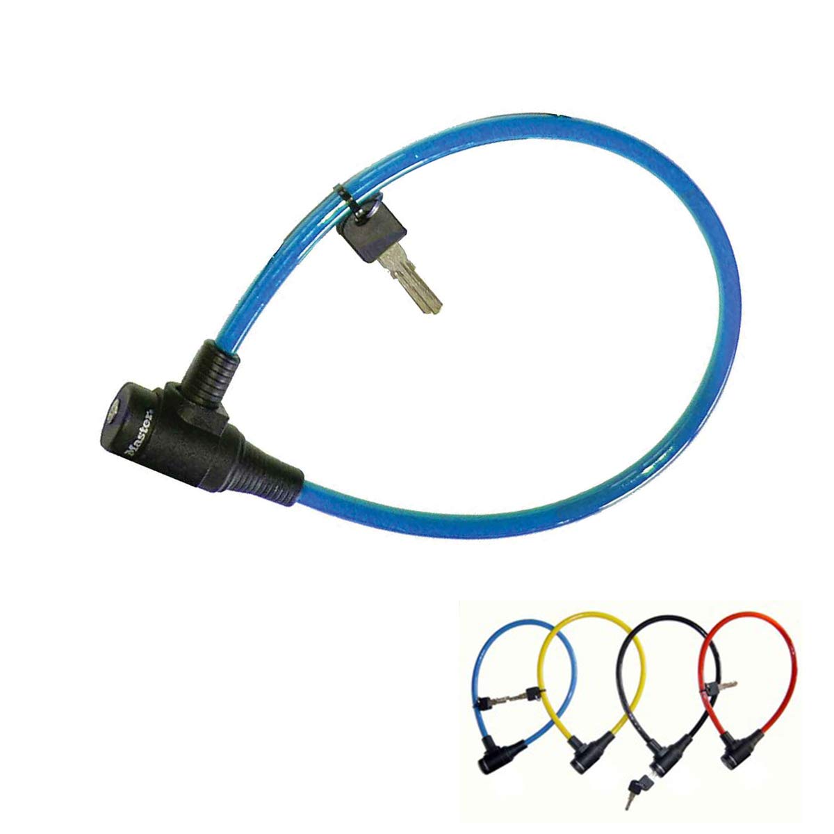 Master Lock Bike Cable Lock, Key, 65 cm Colourful Cable, Outdoor 8169EURDPRO - Use with all kinds of Bike, Skateboards, Strollers, Lawnmowers and other Outdoor Equipments