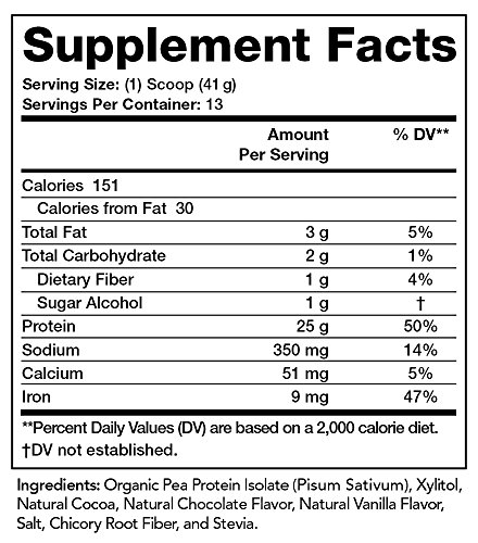 Olympian Labs Pea Protein Shake, Chocolate, Small, 18.8 Ounce