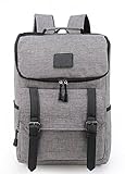 Weekend Shopper Lightweight Canvas Leather Travel Backpack Rucksack School Bag laptop backpack Daypack for School Working Hiking GRAY