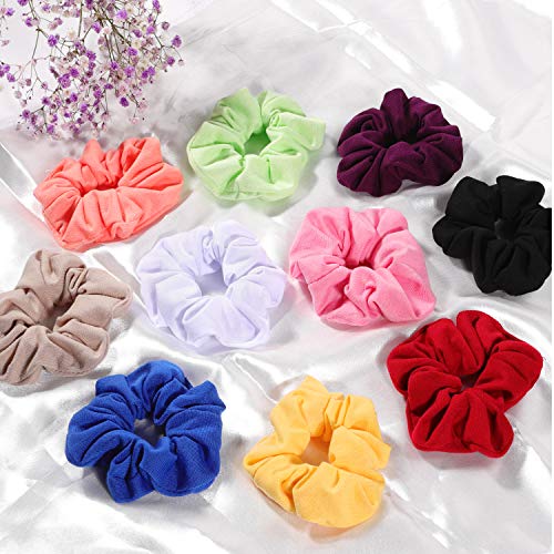 Hair Scrunchies Cotton Elastic Hair Bands 15 Pcs Scrunchies for Hair Accessories for Women or Girls - Thumbnail 6