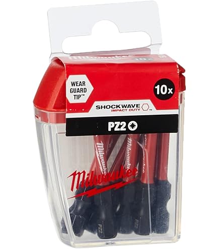 10x Milwaukee PZ2 Shockwave Impact Screwdriver Bits 4932472050 - Black