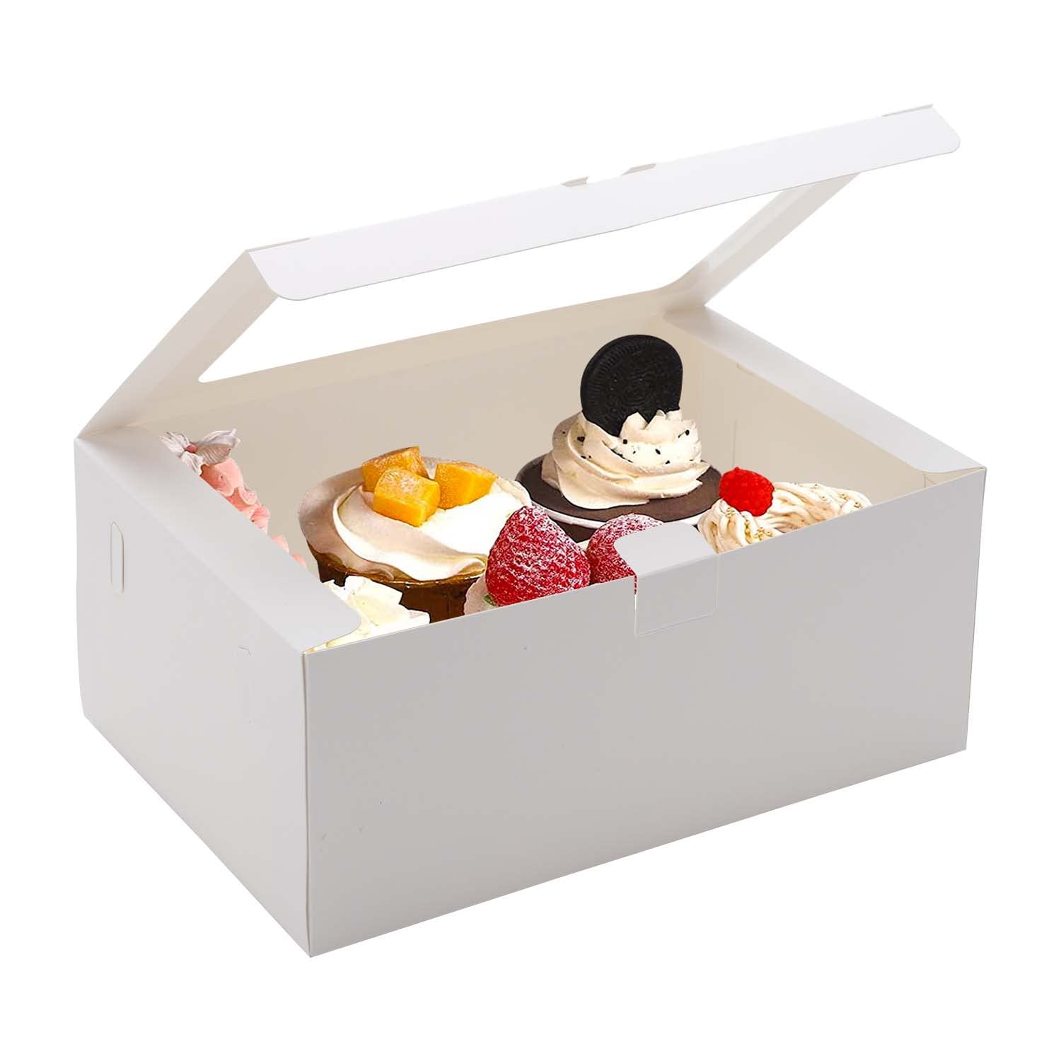 Photo 1 of 10-Set Cupcake Boxes with Inserts and Window Hold 6 Cupcakes,Cupcake Containers Bakery Cake Box,Pastry Carrier For Donut Cookie Treat Muffin Chocolate Bombs,9.4x6.3x3.9 In