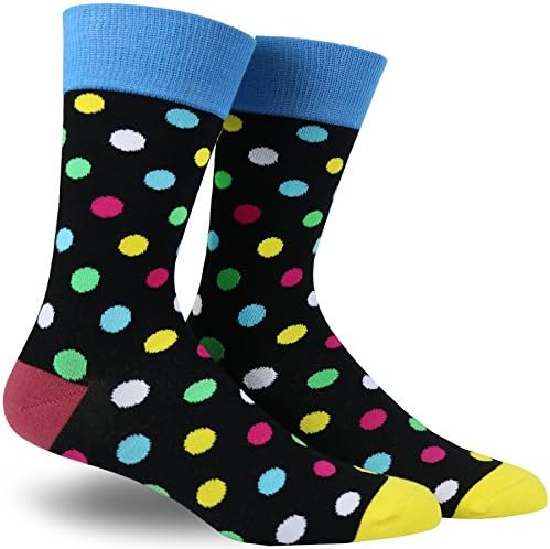 Men's Cotton Dress Socks Colorful Funny Solid Striped and Dots Patterned for Casual Size 10 to 13