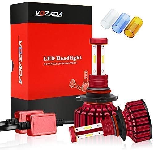 Vozada 8000lm 72W Super Bright Light 9005 LED Headlight Bulbs Hit Kit HB3 H10 9140 9145 Conversion Kit 6000K Cool White/3600K Yellow/8000k Blue with Waterproof 360 Degree 4 sides Lightning Design