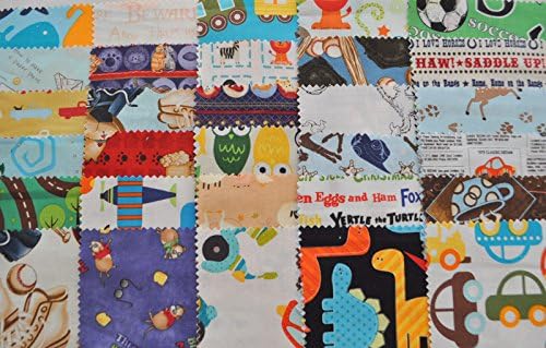 I Spy Novelty Boy Fabric 5" Squares Charm Pack, 30 Different Pieces, 100% Cotton