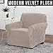 Great Bay Home Velvet Plush Stretch Arm Chair Slipcover. Velvet Chair Furniture Protector, Soft Anti-Slip, High Stretch (Chair, Sand)