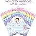 Papery Pop Gymnastics Birthday Invitations with Envelopes (15 Count) - Kids Birthday Party Invitations for Girls - Bounce House - Trampoline