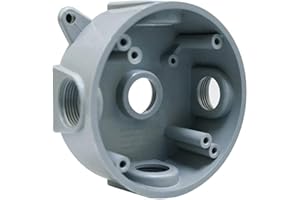 YXX-TECH Round Electrical Outlet Box, Weatherproof 5 Hole-1/2 or 3/4 in Electrical Outlet Box, UL Listed, PVC No Cover Junction Box, Gray
