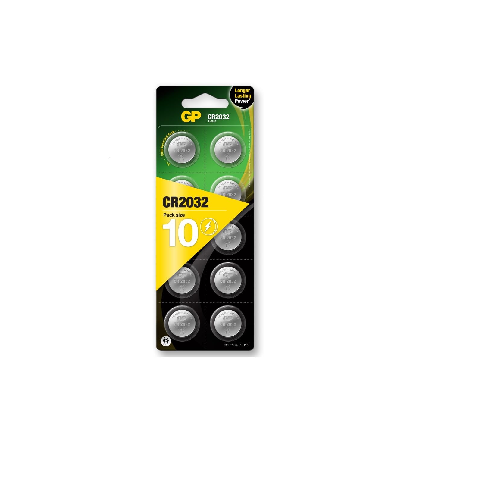GP Batteries CR2032 3 V Lithium Button Cell Battery (Pack of 10)