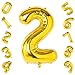 40 Inch Gold Big Number 2 Balloon Birthday Party Decorations Helium Foil Mylar Number Balloon Digital 2