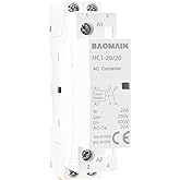 BAOMAIN 110V AC 2-Pole 20A Modular Contactor, 2NO, DIN Rail Mount | HC1-20 2P BCT-20 2P 20Amp 2 Normally Open AC110V Contactor For HVAC,Motor,Pump,and Lighting Control