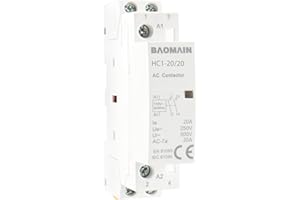 Baomain 110V AC 2-Pole Modular Contactor, 20A 2NO Normally Open, DIN Rail Mount for HVAC, Motor, Pump & Lighting Control BCT-20/20, HC1-20/20-110VAC