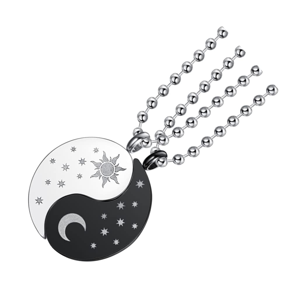 Happyyami 1 Pair Yin Yang Pendant Necklace 60cm Matching Puzzle Necklace Couples Chain Personalized Best Friend s for Men Women