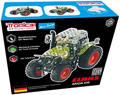 Tronico Metal Construction Kit, Tractor, 1: 32 Claas Arion 430 Approimately 354 Small Animal Run – Illustrated instructions + Tools – Mini Series Starter Pack – Age 8 +, RCEE