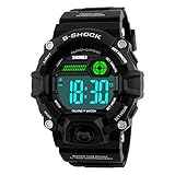Men Outdoor English Talking Watch LED Digital Military Wristwatch With Silicone Band Voice Broadcast Time Watches-black
