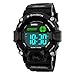 Men Outdoor English Talking Watch LED Digital Military Wristwatch With Silicone Band Voice Broadcast Time Watches-black
