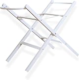 Clair de Lune White Moses Basket Folding Stand – Solid Pine, Adjustable