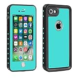 iPhone 7 100% Waterproof Case, Eonfine iPhone 7 Protective Full-sealed Rubber Rugged Cover with Clear Sound, Underwater IP68 Certificated with Touch ID Snow Dust Dirty Proof Case for iPhone 7 4.7 Teal