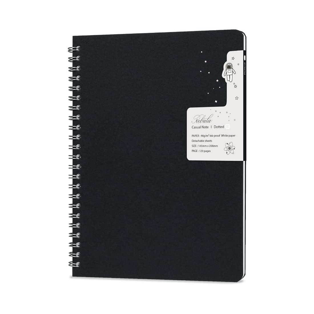 Colorverse Nebula Note Casual Black - 5.7inch x 8.2inch Soft Cover Notebook - 120 Pages (90gm2), Dotted, NN-CASUAL-BLACK-D