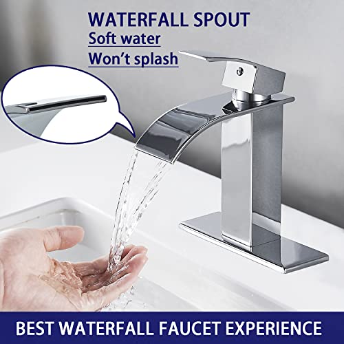 VOTON Chrome Bathroom Faucet Waterfall Single Handle Single Hole