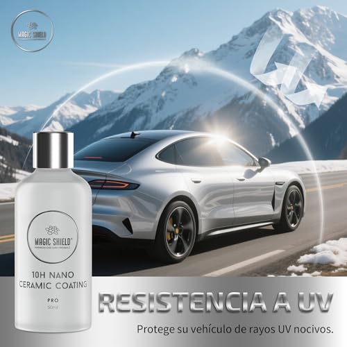 Magic Shield Recubrimiento Cerámico PRO 10H - Auto Reparador | Protección Avanzada SiO2 Duradera | Aplicación Fácil | Brillo Intenso | Ideal para Autos, Motos, RVs y Barcos
