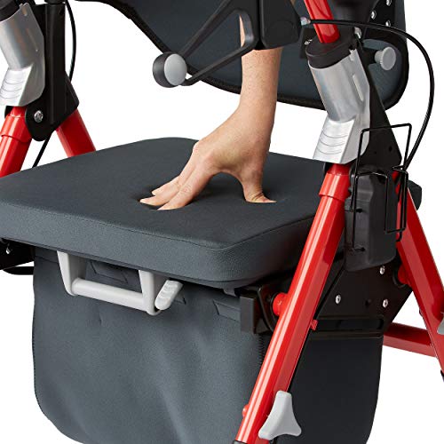 Medline Premium Empower Rollator Walker with Seat, Comfort Handles and Thick Backrest, Folding