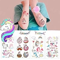 Colorful Unicorn Themed Waterproof Temporary Tattoos for Kids, 72PC Princess Tattoos, Party Decoration Supplies,Summer Vacation Fun, Gift（10 sheets）