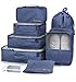 Packing Cubes For Travel, VAGREEZ 7 Pcs Luggage Suitcase Packing Organizers Bags Set with Toiletry Bag Laundry Bag (Navy Blue)