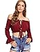 Floerns Women's Off Shoulder Long Sleeve Crop Top Blouse Tee