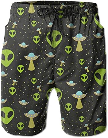 ZADEAS Man Casual Classic Fit Cute Alien Print Pattern Quick-drying Board Shorts