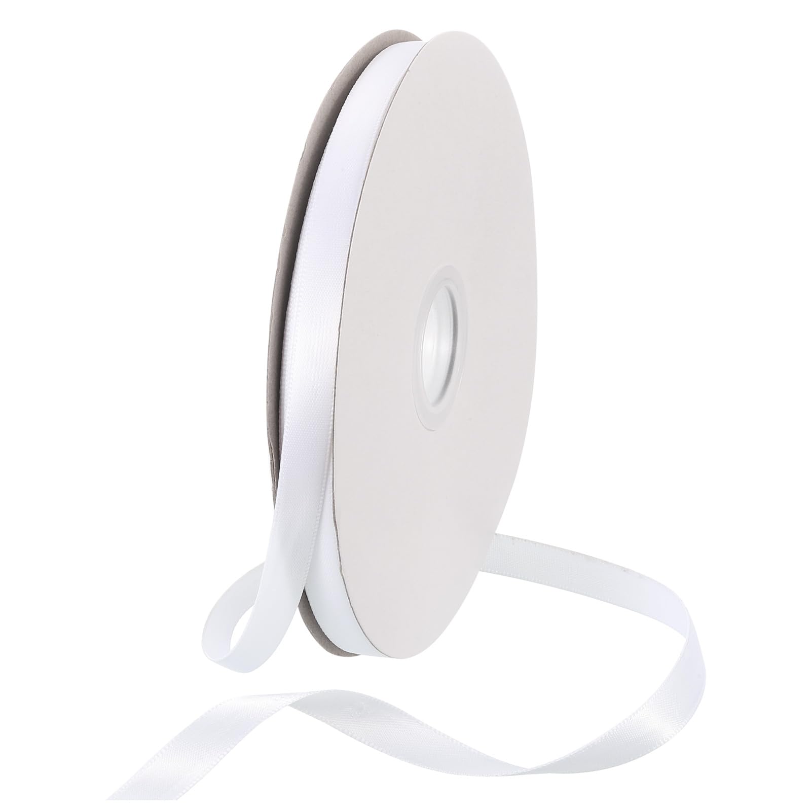 Rebower 10mm Satin Ribbon 46m Thick Double Face Grosgrain Silk Ribbon, [for Gift Wrapping, Hair Bows, Wedding, Cake, Flower] - 50 Yard/150ft/ White