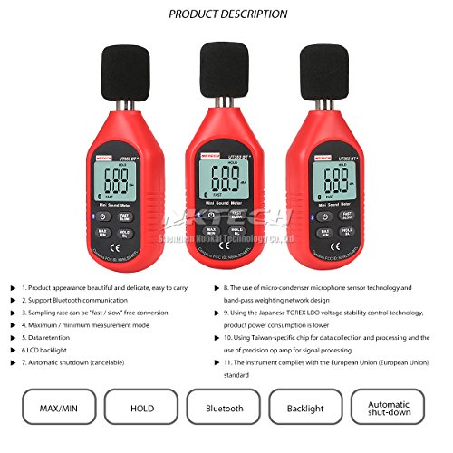 image for NKTECH UT353BT+ Bluetooth Mini LCD Digital Sound Level Meter Test 30-1