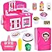 19 PCs Kitchen Appliance Toys with Kitchen, Refrigerator, Pot and Tableware, Pretend Play Set for Kids, Play Kitchen Appliance