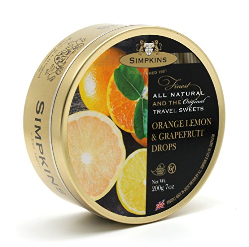 Simpkins Travel Sweet, Orange Lemon & Grapefruit Drops, One 200g Tin - //medicalbooks.filipinodoctors.org