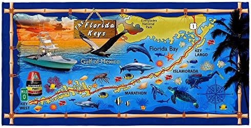 Florida Keys Map Beach Towel Souvenir Style 30 x 60 inches Sunshine State Islamorada Southernmost Point 100% Cotton