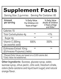 Natvites Vitamina C con Echinacea Pectin Gummies para niños, 120 unidades