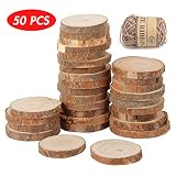 LovesTown Natural Wood Slices Set,50pcs 2.4-2.8 inches Wooden Ornaments Unfinish